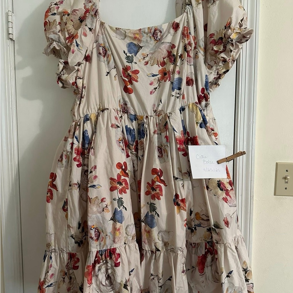 Ivy City Co Coco Cream Floral Puff Sleeve Dress